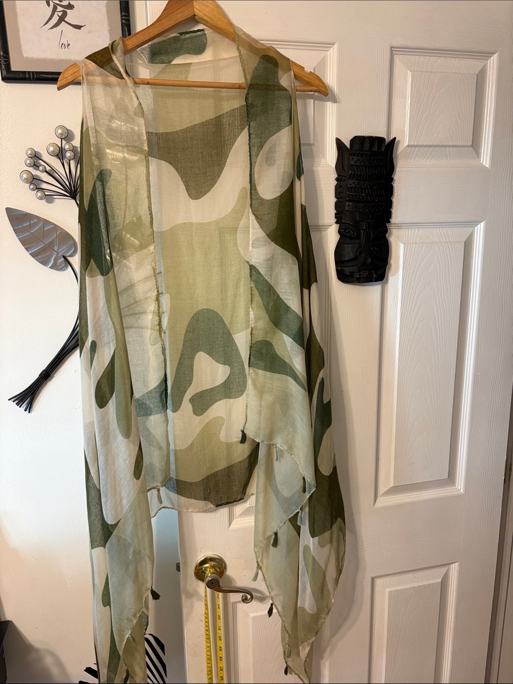 Source Unknown Olive Green Camouflage Sheer Tunic Vest